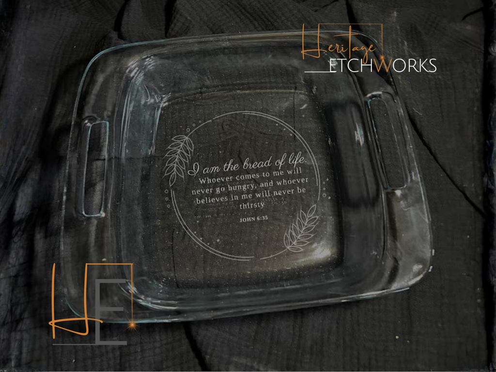 8x8 Baking Dish with Bible Verse | Engraved Casserole Dish | Faith Kitchen Gift | Easter Gift for Mom | Religious Bakeware