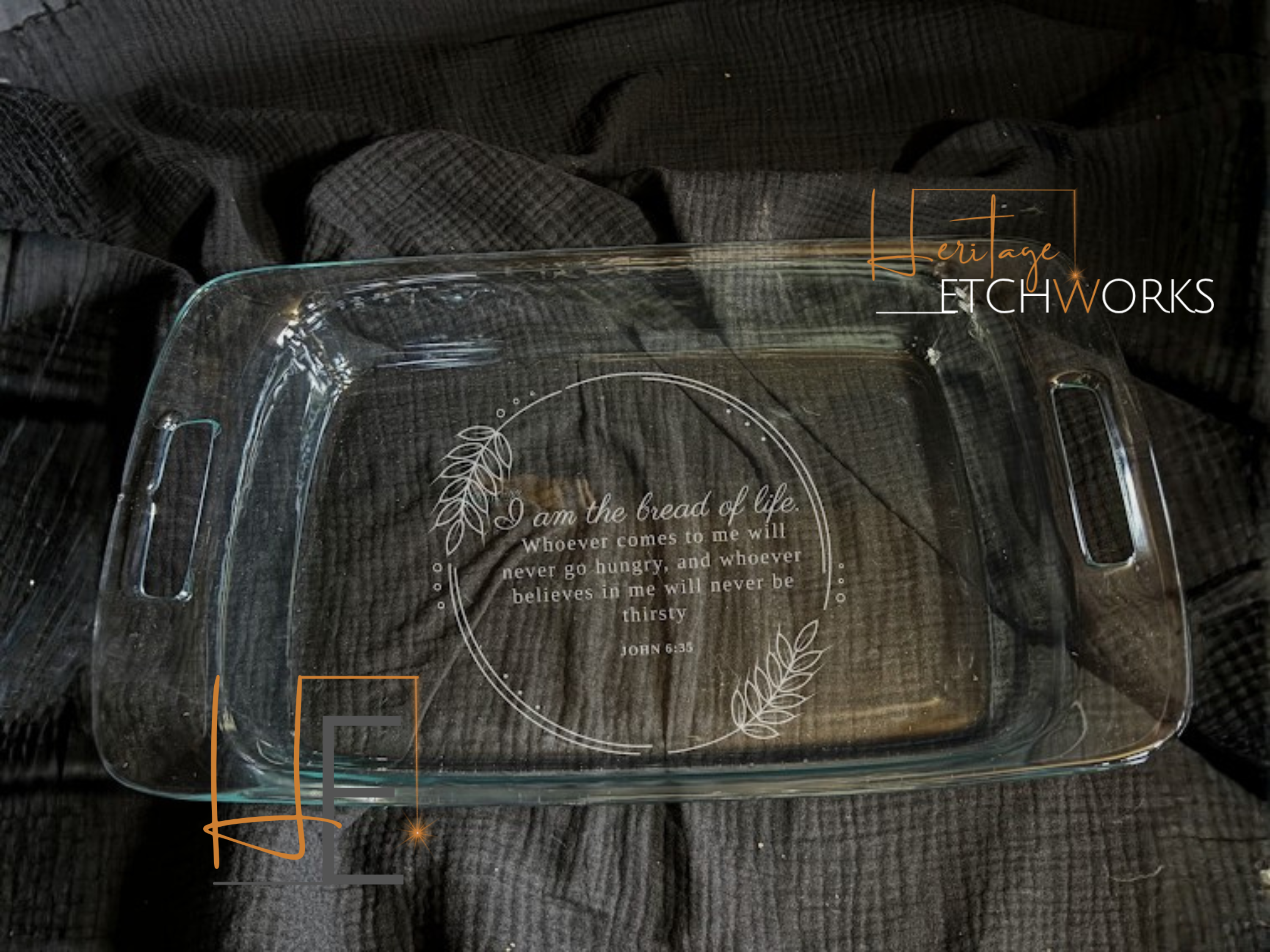 7x11 Baking Dish with Bible Verse | Engraved Glass Bakeware | Faith Inspired Kitchen Gift | Easter Gift | Scripture Dish