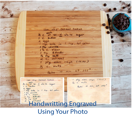 Personalized Handwritten Recipe Cutting Board – Custom Engraved Family Keepsake Gift – Bamboo