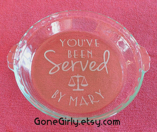 Scales of Justice Engraved Pie Plate - Lawyer, Attorney, Judge Gift