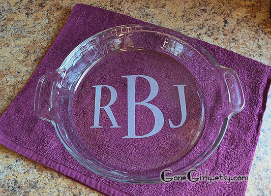 Personalized Monogrammed Pie Plate – Custom Engraved Wedding or Housewarming Gift