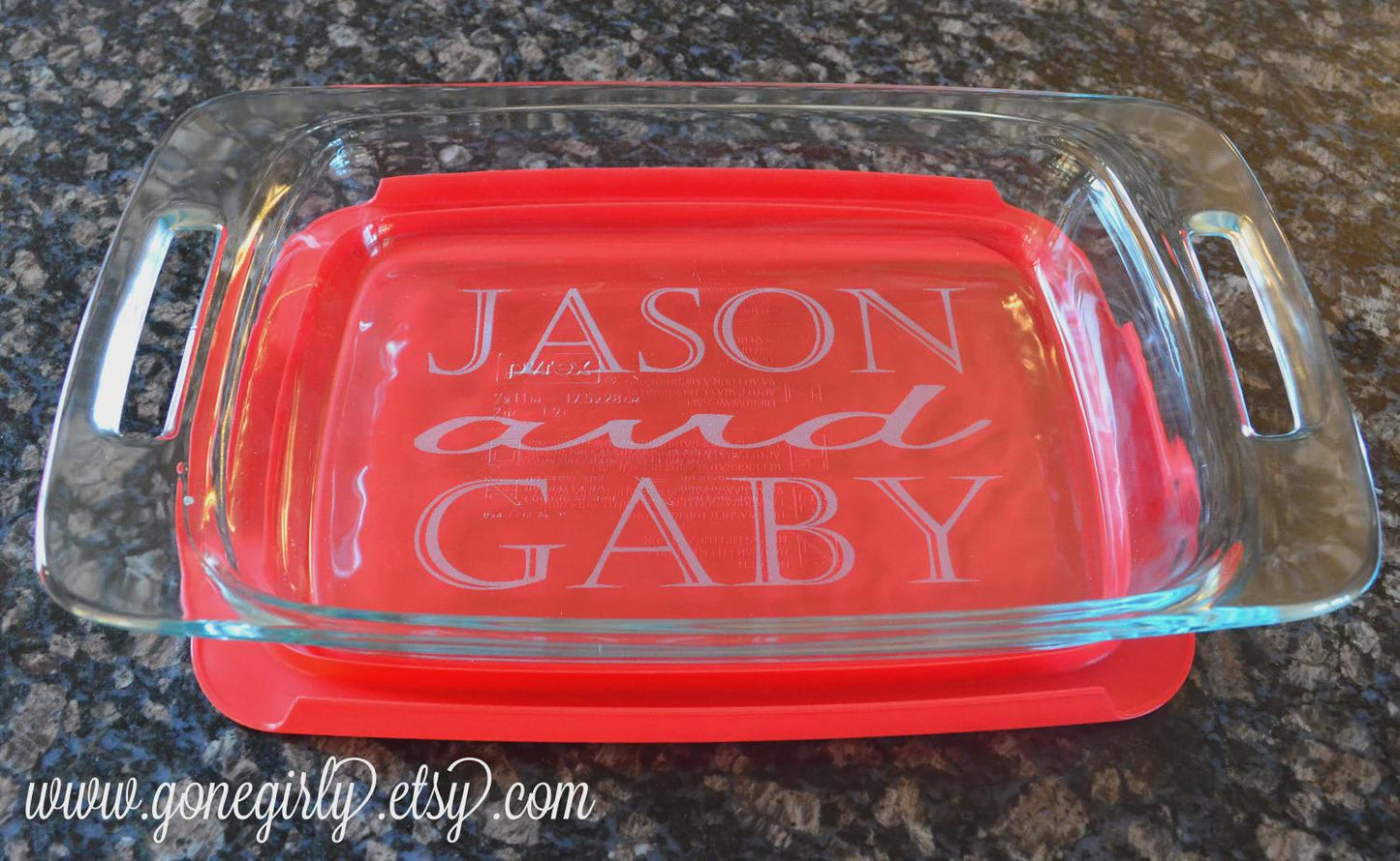 Engraved Names 7x11 Casserole Dish – Personalized Wedding or Anniversary Gift for Couples