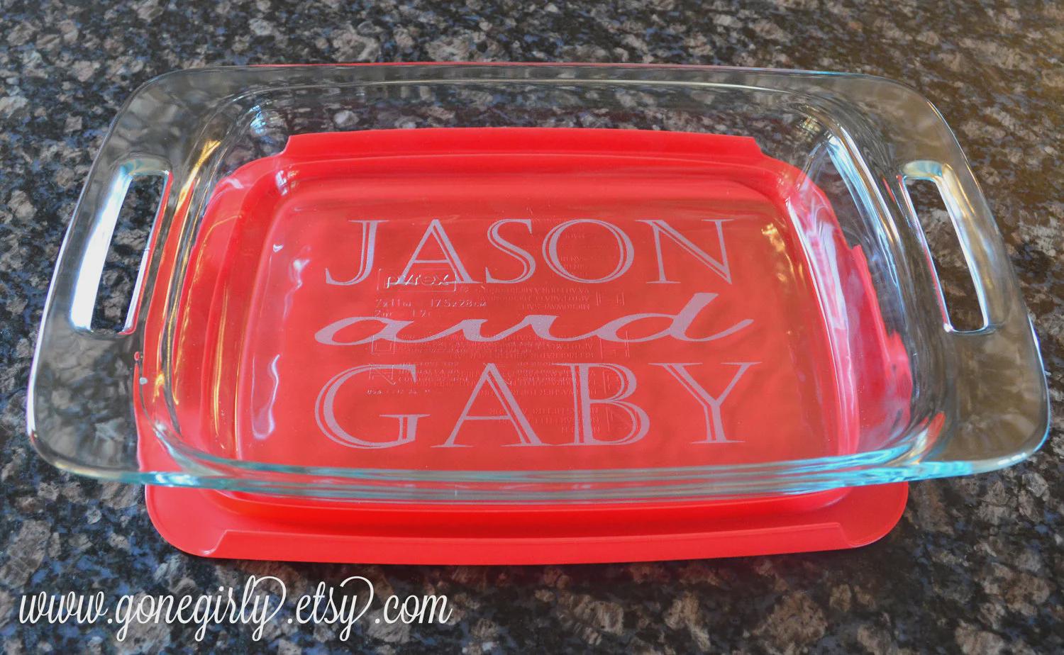 Engraved Names 7x11 Casserole Dish – Personalized Wedding or Anniversary Gift for Couples