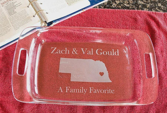 Featured in HGTV Magazine! Home State Engraved Casserole Dish with Red Lid – Personalized State Pride Bakeware Gift