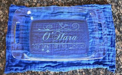 Personalized Glass Engraved 7x11 Casserole Dish – Custom Bakeware Gift with Optional Lid Engraving