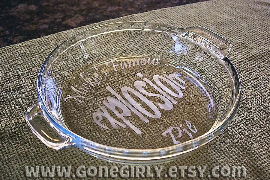 Manly Engraved Pie Plate | Personalized 9.5” Deep Dish Glass Pie Dish | Custom Gift for Husband, Boyfriend, Dad, or Son