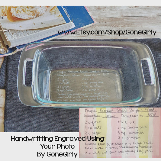 Handwritten Recipe Engraved Bread Loaf Pan – Custom Family Recipe Gift – Heirloom Keepsake Bakeware