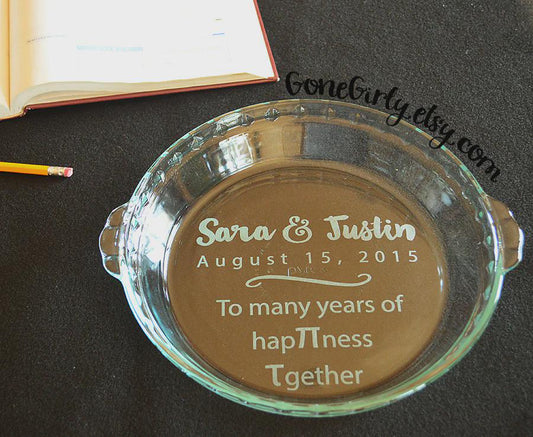 Custom Engraved Glass Pie Plate: Math Anniversary Gift
