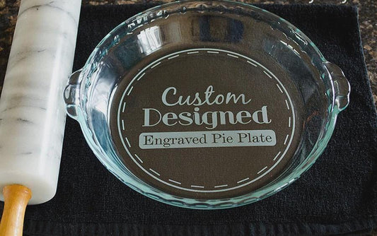 Custom Engraved Quiche Dish - Personalized Glass Pie Plate