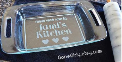 Made with Love Hearts Engraved 7x11 Casserole Dish – Personalized Gift for Bakers and Home Cooks