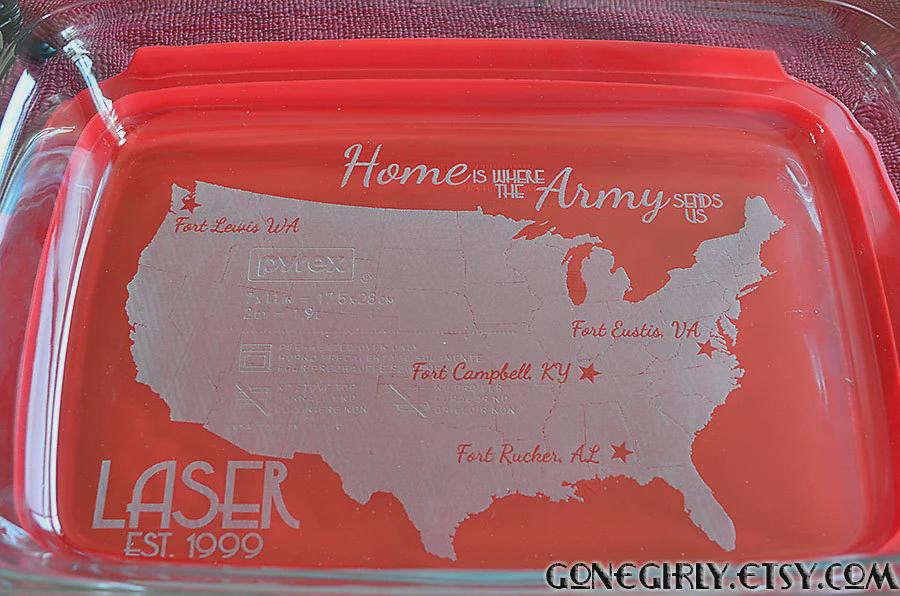 Home Is Where the Army Sends Us Engraved 7x11 Casserole Dish – Custom Military Family Gift