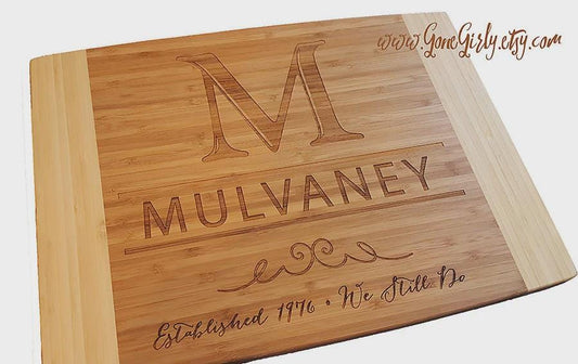 Personalized Last Name Cutting Board – Custom Engraved 12x16 – Elegant Wedding, Anniversary, or Housewarming Gift