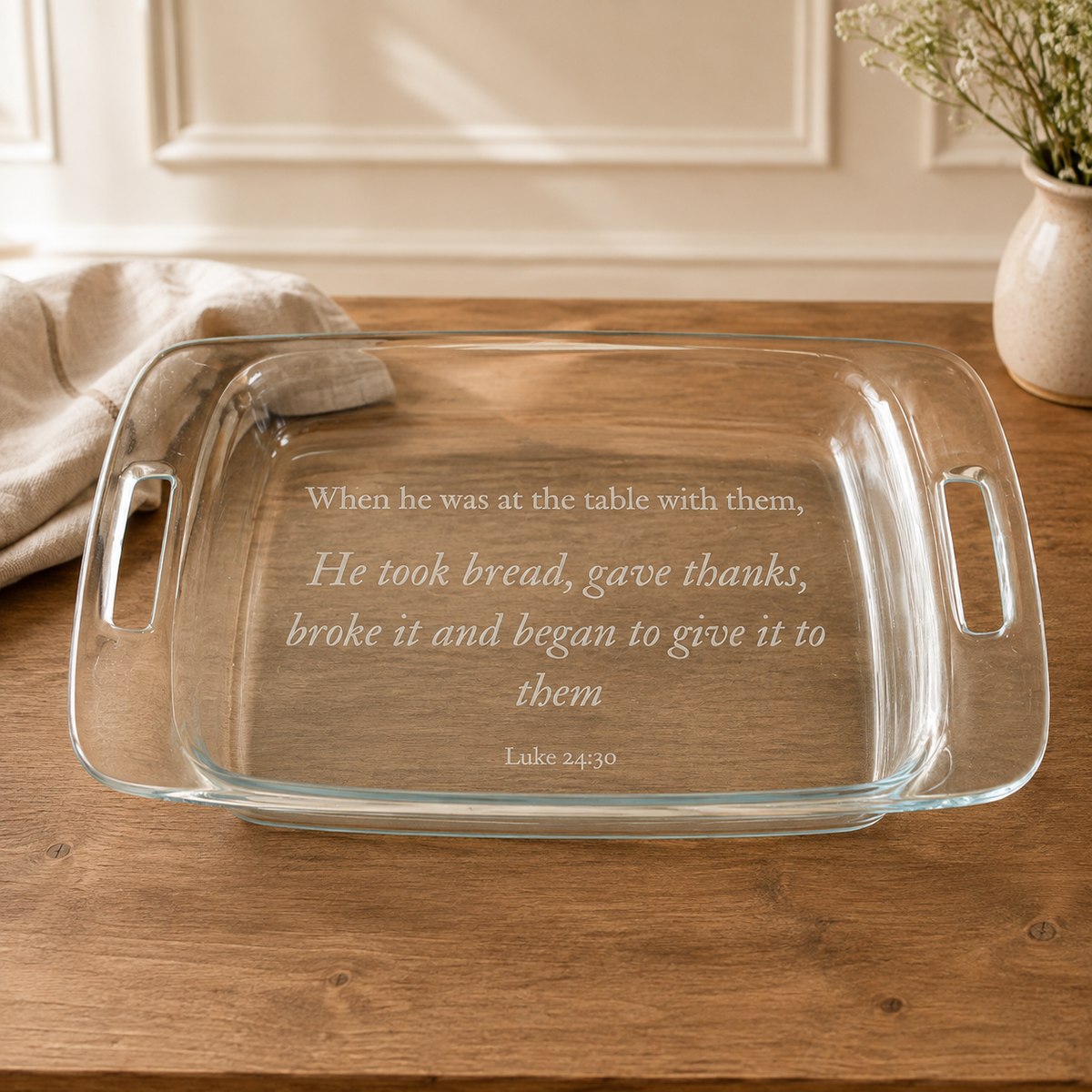 9x13 Baking Dish with Bible Verse | Engraved Casserole Dish | Faith Kitchen Gift | Religious Bakeware | Easter Gift for Family