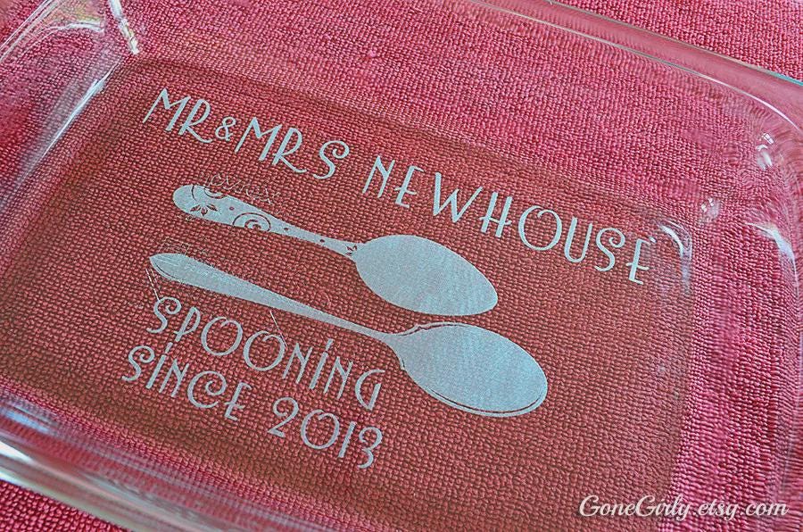 Spooning Since Wedding or Anniversary Engraved 7x11 Casserole Dish – Personalized Gift for Couples