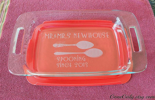 Spooning Since Wedding or Anniversary Engraved 7x11 Casserole Dish – Personalized Gift for Couples