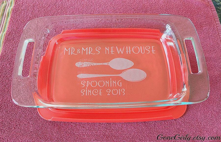 Spooning Since Wedding or Anniversary Engraved 7x11 Casserole Dish – Personalized Gift for Couples