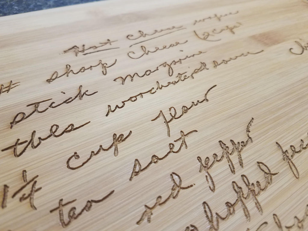 Personalized Handwritten Recipe Cutting Board – Custom Engraved Family Keepsake Gift – Bamboo
