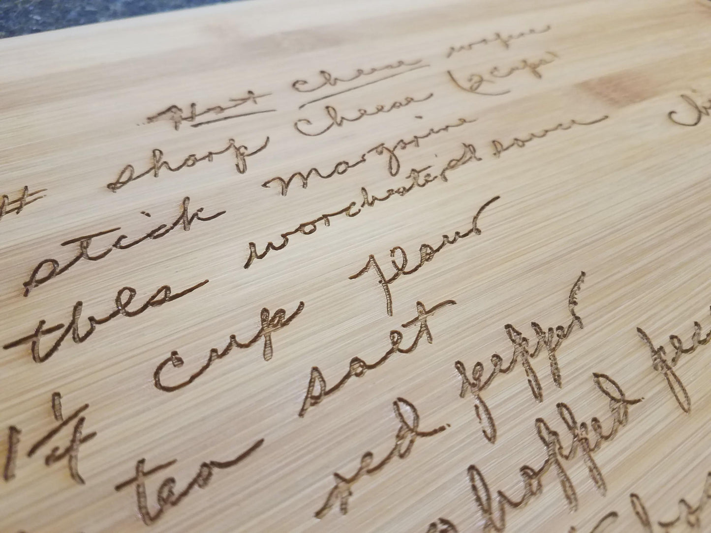 Personalized Handwritten Recipe Cutting Board – Custom Engraved Family Keepsake Gift – Bamboo