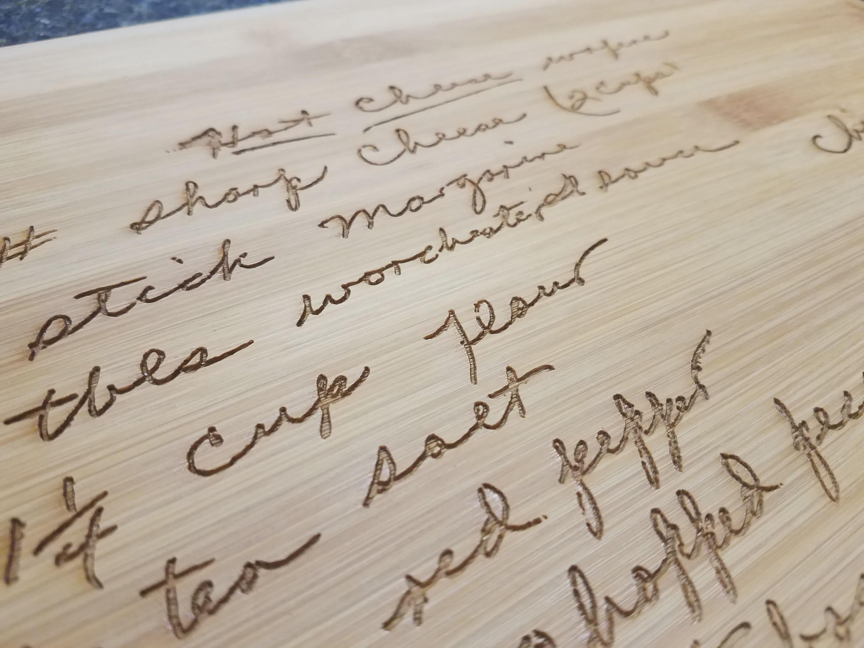 Personalized Handwritten Recipe Cutting Board – Custom Engraved Family Keepsake Gift – Bamboo