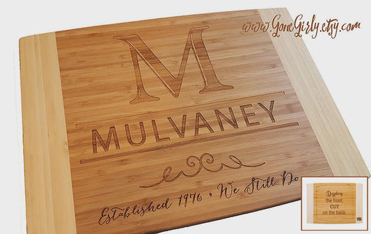 Personalized Last Name Cutting Board – Custom Engraved 12x16 – Elegant Wedding, Anniversary, or Housewarming Gift