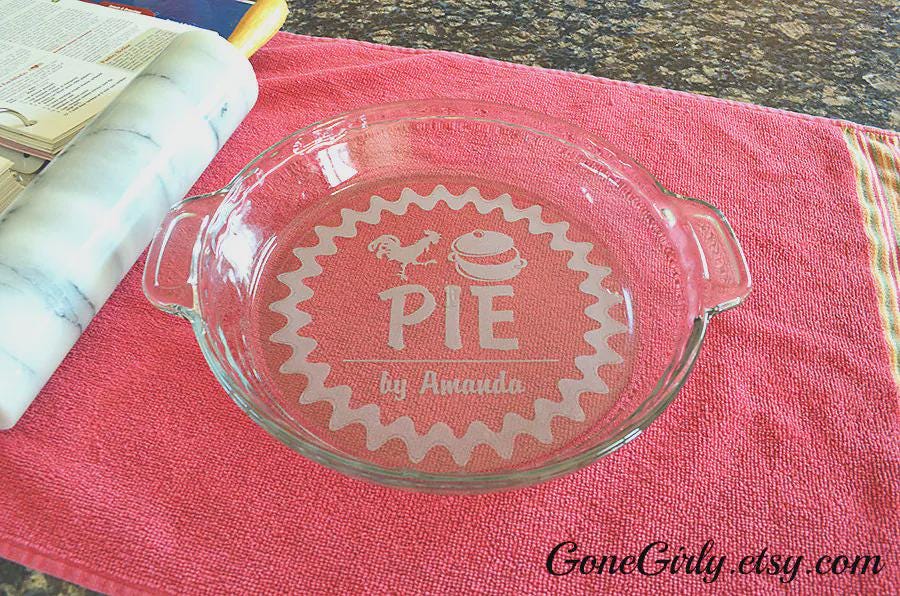 Personalized Chicken Pot Pie Plate: Engraved Pyrex Baking Dish